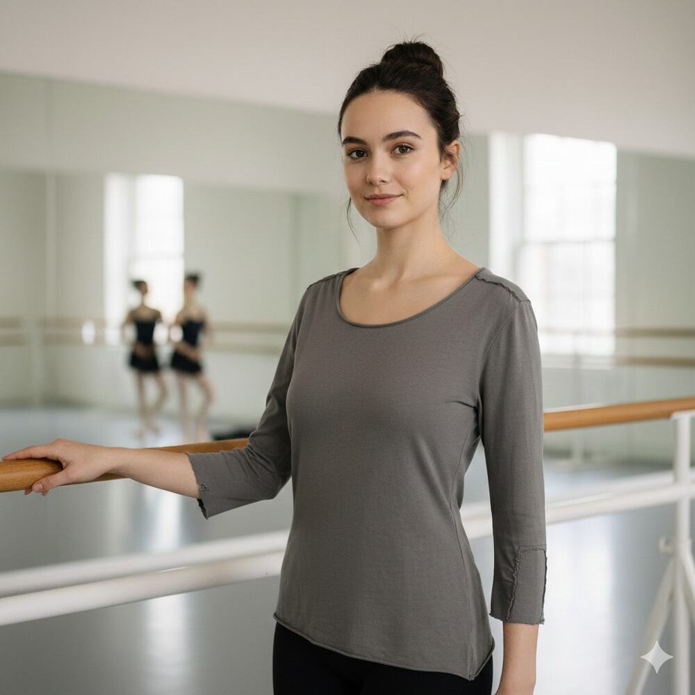 Indigenous Scoop Neck Long Sleeve Top Womens Small Balletcore Soft Girl Minimal